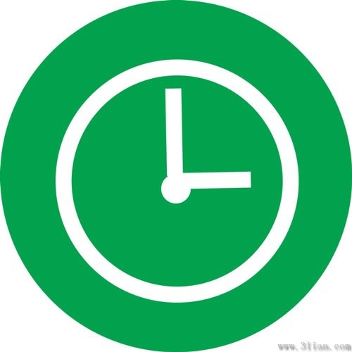 green background clock icon vector 6556